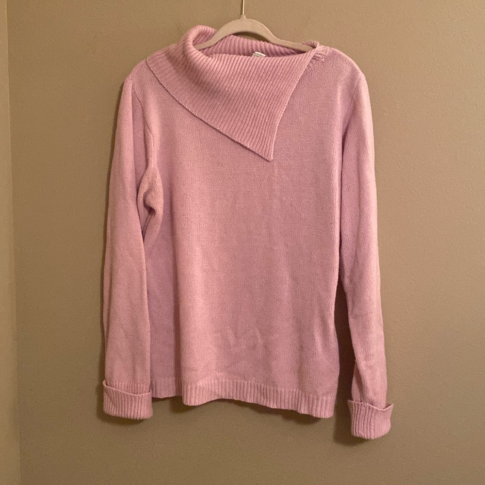 Unique Vintage Light Pink Cowl Neck Women’s Plus Sweater 2X
